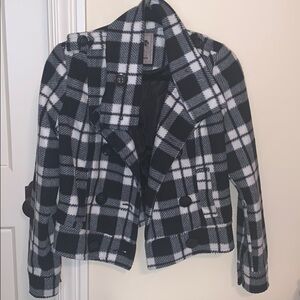 Women’s Black & White School Girl Plaid Love Culture Jacket Size Small